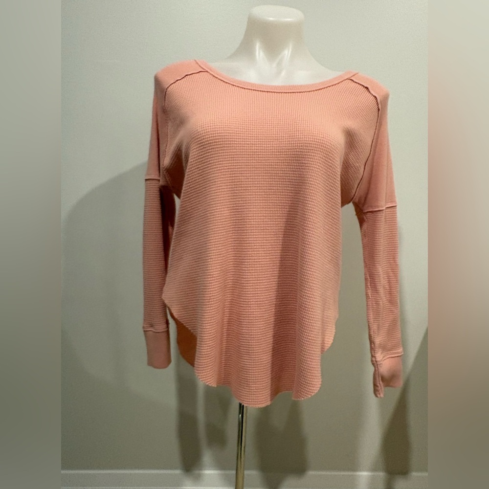 TNA Coal Waffle Knit Long Sleeve Oversized tee